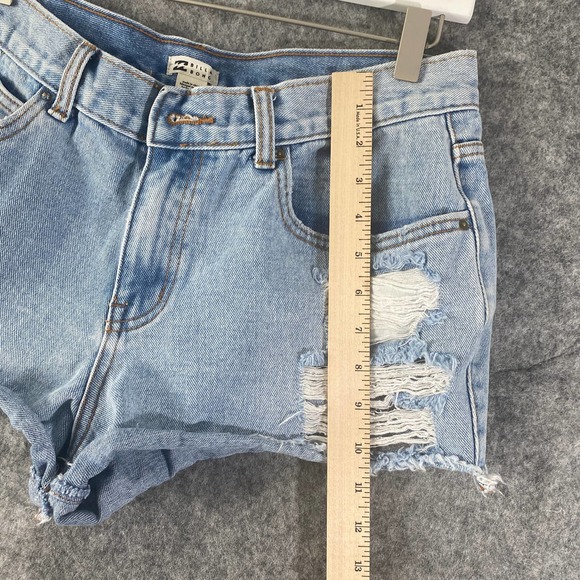 Billabong Denim Shorts 30 Blue High Rise Drift Away Jean Cutoff Distressed - Picture 9 of 16